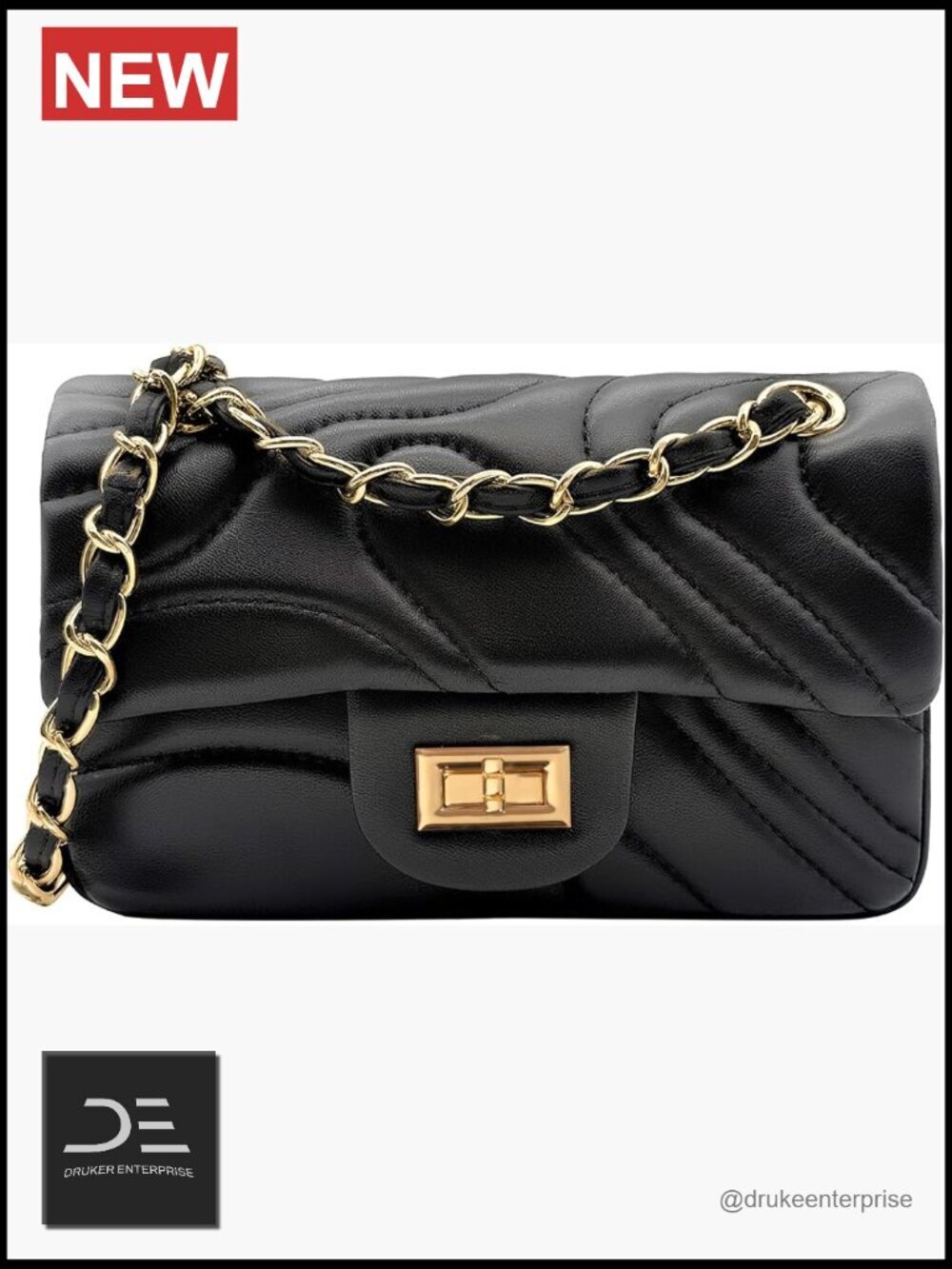 Quilted Lambskin Leather Crossbody Bag with Adjustable Chain Strap